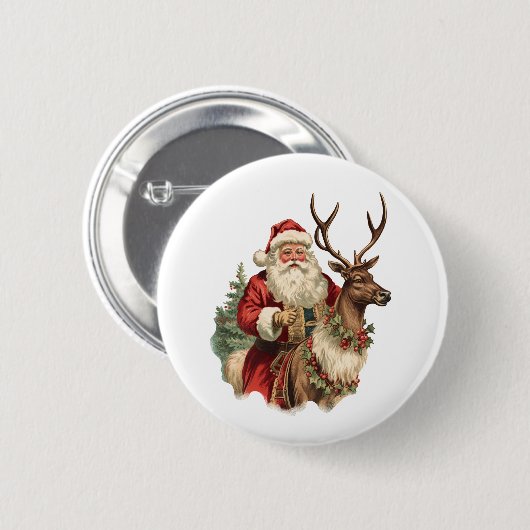 Retro Santa Claus Reitstall Button (Vorne & Hinten)