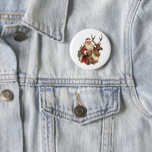 Retro Santa Claus Reitstall Button (Beispiel)