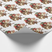 Retro Santa Claus Reitstall Geschenkpapier (Ecke)