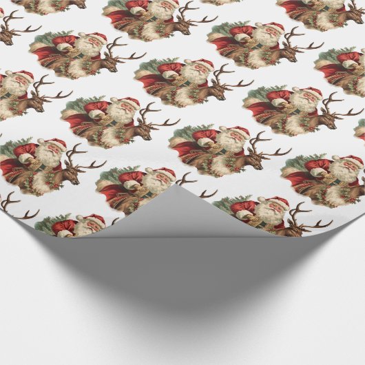 Retro Santa Claus Reitstall Geschenkpapier (Ecke)