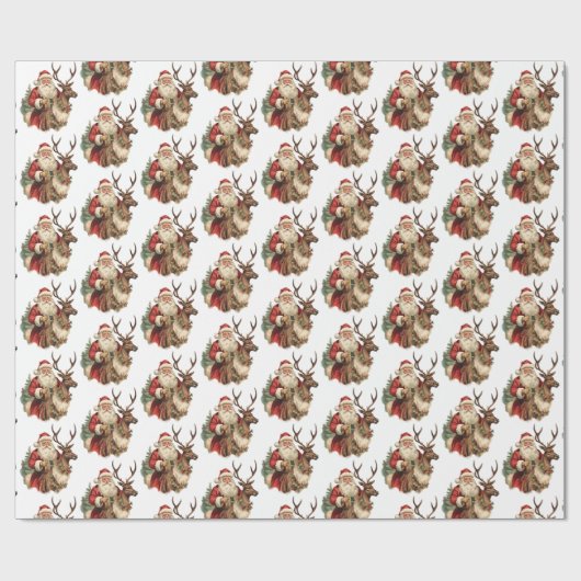 Retro Santa Claus Reitstall Geschenkpapier (Flach)