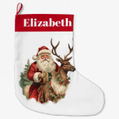 Retro Santa Claus Reitstall Großer Weihnachtsstrumpf (Vorderseite)