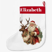 Retro Santa Claus Reitstall Großer Weihnachtsstrumpf (Rückseite)