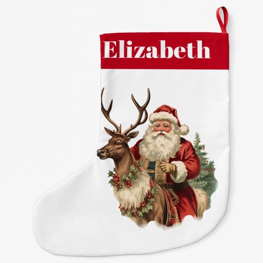 Retro Santa Claus Reitstall Großer Weihnachtsstrumpf (Rückseite)