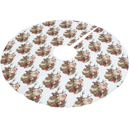 Retro Santa Claus Reitstall Polyester Weihnachtsbaumdecke (Schrägansicht)