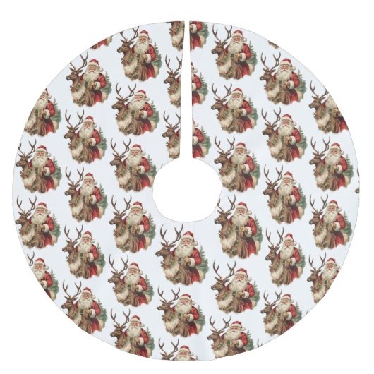 Retro Santa Claus Reitstall Polyester Weihnachtsbaumdecke (Vorderseite)