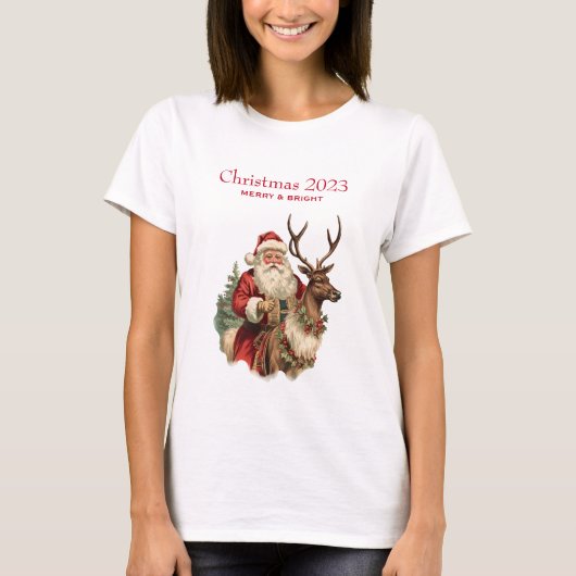 Retro Santa Claus Reitstall T-Shirt (Vorderseite)