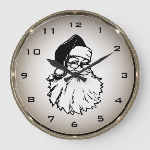 Retro Santa Claus Round Wall Clock Große Wanduhr