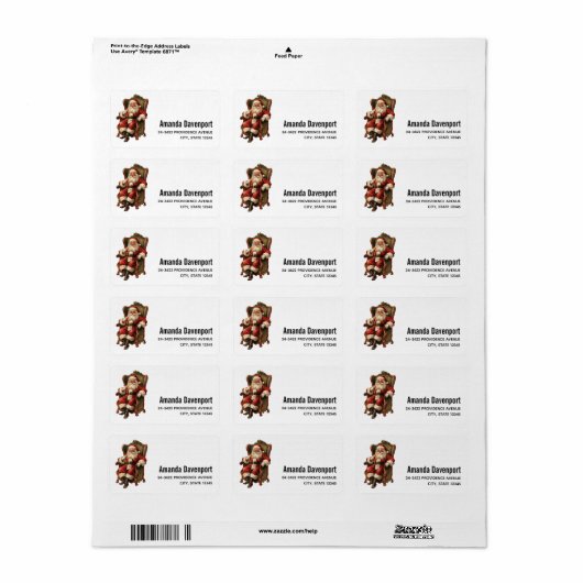 Retro Santa Claus sitzt in einem Stuhl Weihnachten Adressaufkleber (Vorne)