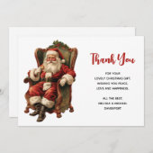 Retro Santa Claus sitzt in einem Stuhl Weihnachten Dankeskarte (Vorne/Hinten)