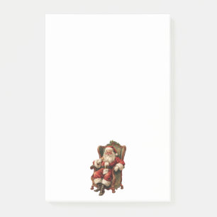 Retro Santa Claus sitzt in einem Stuhl Weihnachten Post-it Klebezettel
