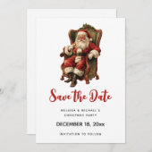 Retro Santa Claus sitzt in einem Stuhl Weihnachten Save The Date (Vorne/Hinten)