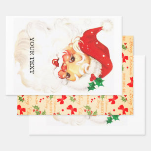 Retro Santa Claus, süße Weihnachten Geschenkpapier Set