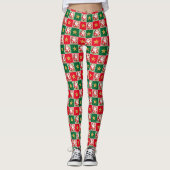 Retro Santa Claus Tartan Karierte Weihnachten Leggings (Vorderseite)