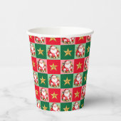 Retro Santa Claus Tartan Karierte Weihnachten Pappbecher (Links)
