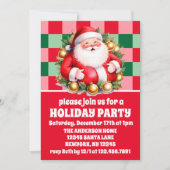 Retro Santa Claus Tartan Kariertes Party Einladung (Vorderseite)