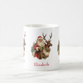 Retro Santa Claus und Reindeh Weihnachten Kaffeetasse (Mittel)
