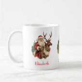 Retro Santa Claus und Reindeh Weihnachten Kaffeetasse (Links)
