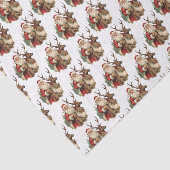 Retro Santa Claus und Reindeh Weihnachtsmuster Seidenpapier (Ausschnitt)