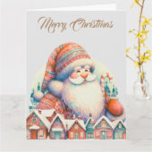 Retro Santa Claus Village Karte (Gelbe Blume)