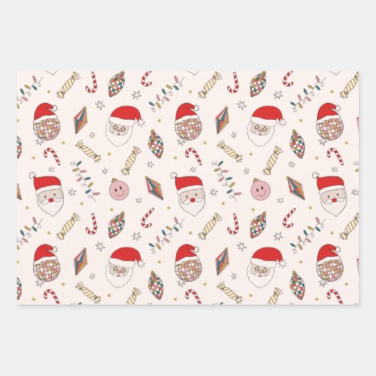 Retro Santa Claus Weihnachten Geschenkpapier Set (Vorderseite 3)