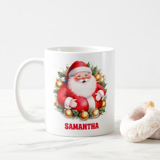 Retro Santa Claus Weihnachten Kinder Heiße Schokol Kaffeetasse (Mit Donut)