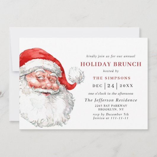 Retro Santa Claus Weihnachten Urlaub BRUNCH Einladung (Vorderseite)