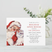 Retro Santa Claus Weihnachten Urlaub OFFENES HAUS Einladung (Stehend Vorderseite)