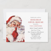 Retro Santa Claus Weihnachten Urlaub OFFENES HAUS Einladung (Vorderseite)