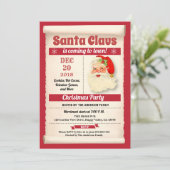 Retro Santa Claus Weihnachts-Party Vintag Einladung (Stehend Vorderseite)