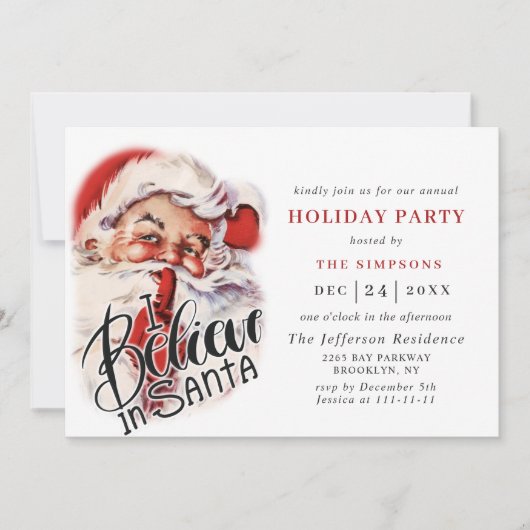 Retro Santa Claus Weihnachtsfeier Einladung (Vorderseite)