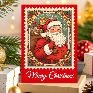 Retro Santa Claus Weihnachtspostpostage-Briefmarke Feiertagskarte