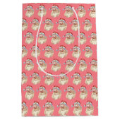 Retro Santa Claus Wink in Rosa Mittleres Geschenk Mittlere Geschenktüte (Vorderseite)