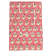 Retro Santa Claus Wink in Rosa Mittleres Geschenk Mittlere Geschenktüte (Rückseite)