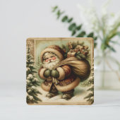 Retro Santa Claus with Gifts Feiertagskarte (Stehend Vorderseite)