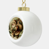 Retro Santa Claus with Gifts Keramik Kugel-Ornament (Rechts)