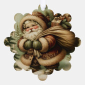 Retro Santa Claus with Gifts Ornament Karte (Rückseite)