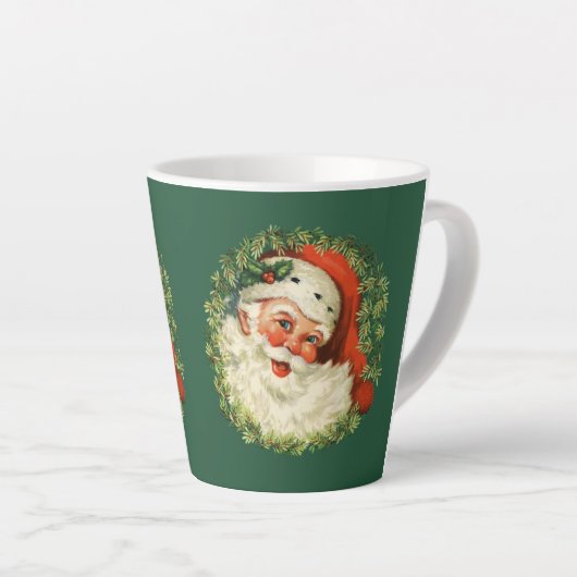 Retro Santa Claus Wreath Milchtasse (Rechte Ecke)
