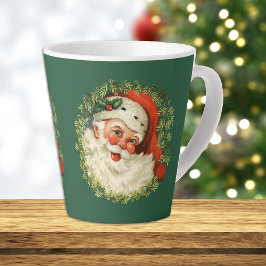 Retro Santa Claus Wreath Milchtasse