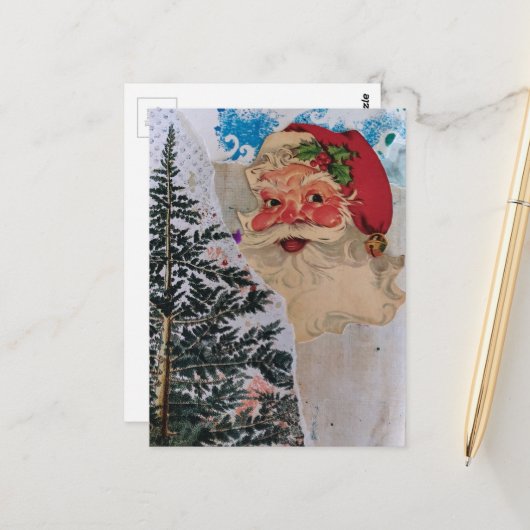 Retro Santa Collage Postkarte (Vorderseite/Rückseite Beispiel)