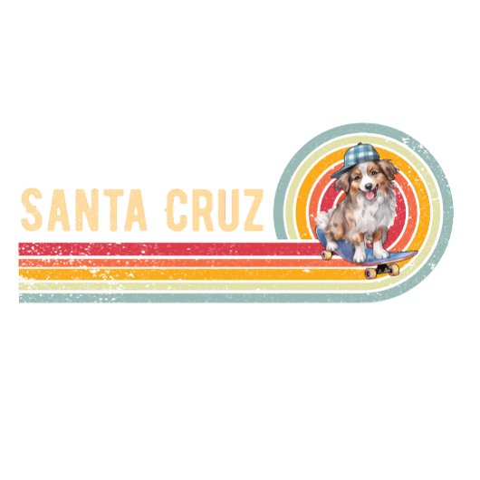 Retro Santa Cruz Australian Shepherd Skateboarder T-Shirt