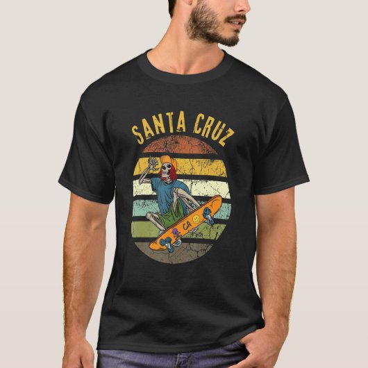 Retro Santa Cruz California Skelton Skater Skatebo T-Shirt (Vorderseite)
