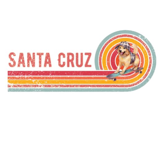 Retro Santa Cruz Skateboarding Golden Retriever T-Shirt