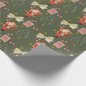 Retro Santa Dark Green Weihnachtswrapping Paper Geschenkpapier (Ecke)