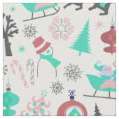 Retro Santa Deers Christmas Fabric Stoff (Nahaufnahme)