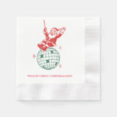 Retro Santa Disco Ball Christmas Party Serviette (Vorderseite)