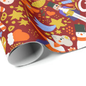 Retro Santa Elf Dancer Nutcracker Snowman Geschenkpapier (Rolleneckpunkt)