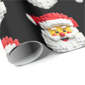 Retro Santa face Blocks Weihnachtsverpackungspapie Geschenkpapier (Rolleneckpunkt)