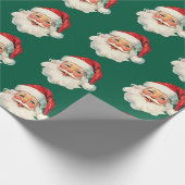 Retro Santa Face Christmas Green Geschenkpapier (Ecke)