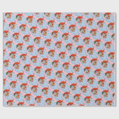 Retro Santa face Christmas Pink Geschenkpapier (Flach)